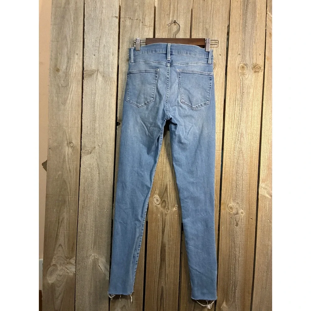 Frame Denim Le High Skinny‎ Jeans Europa Light Wash Raw Hem LHSKRA079 Womens 26